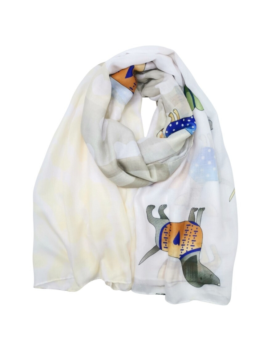 Wholesaler Best Angel-Fashion Kingdom - Lightweight scarf "Happy life" with dachshund and leopard pattern