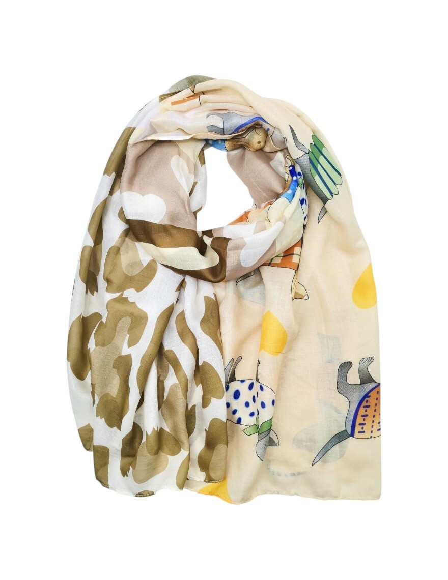 Wholesaler Best Angel-Fashion Kingdom - Lightweight scarf "Happy life" with dachshund and leopard pattern