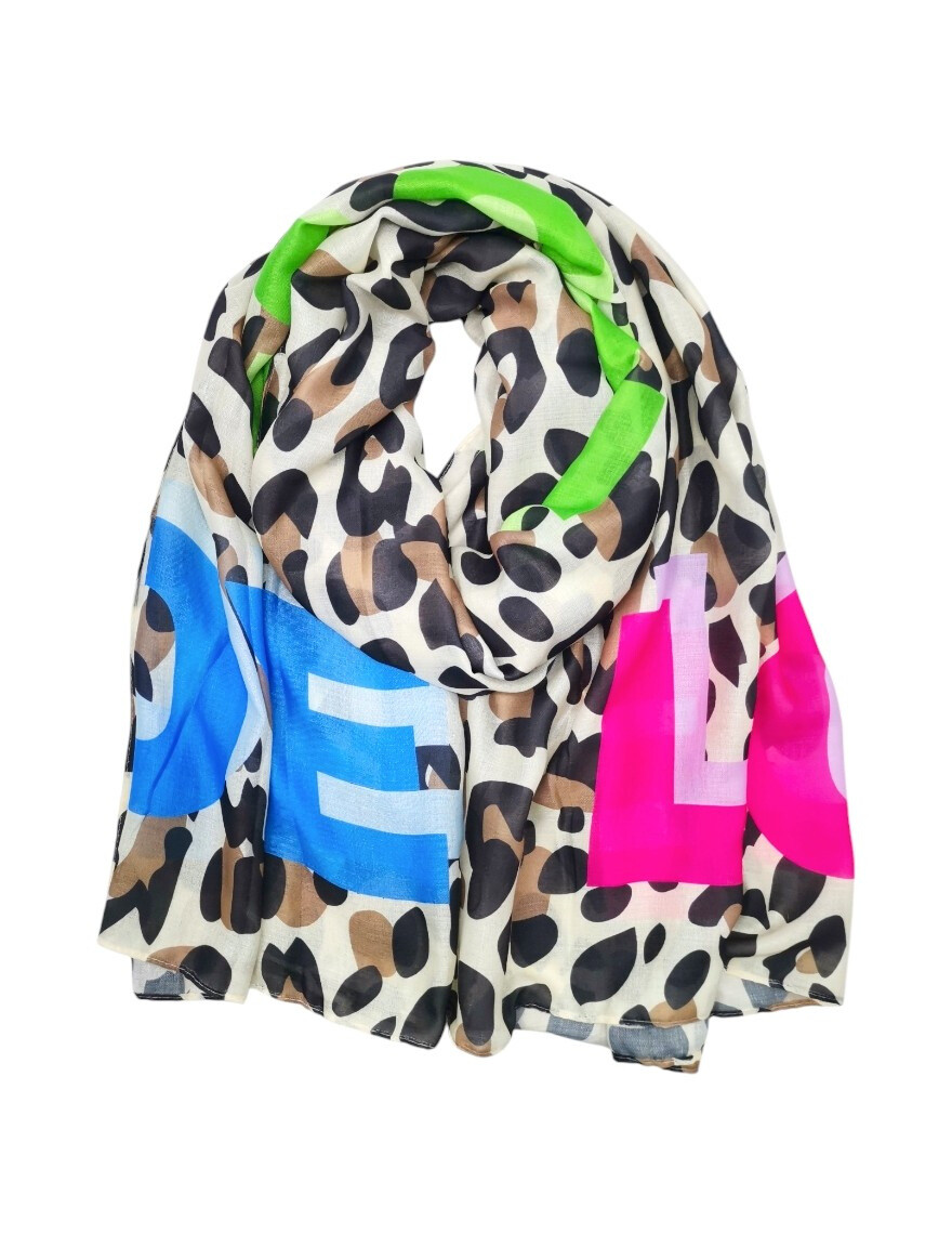Wholesaler Best Angel-Fashion Kingdom - Lightweight scarf "Love" on leopard background