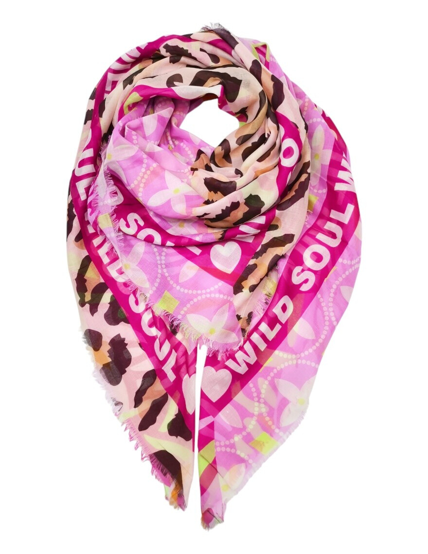 Wholesaler Best Angel-Fashion Kingdom - "Wild soul" square scarf on leopard and flower background