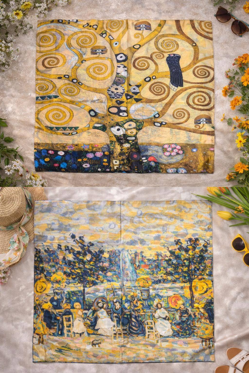 Mayorista Best Angel-Fashion Kingdom - Cuadrado pequeño de doble cara, tacto de seda – Klimt/Prendergast