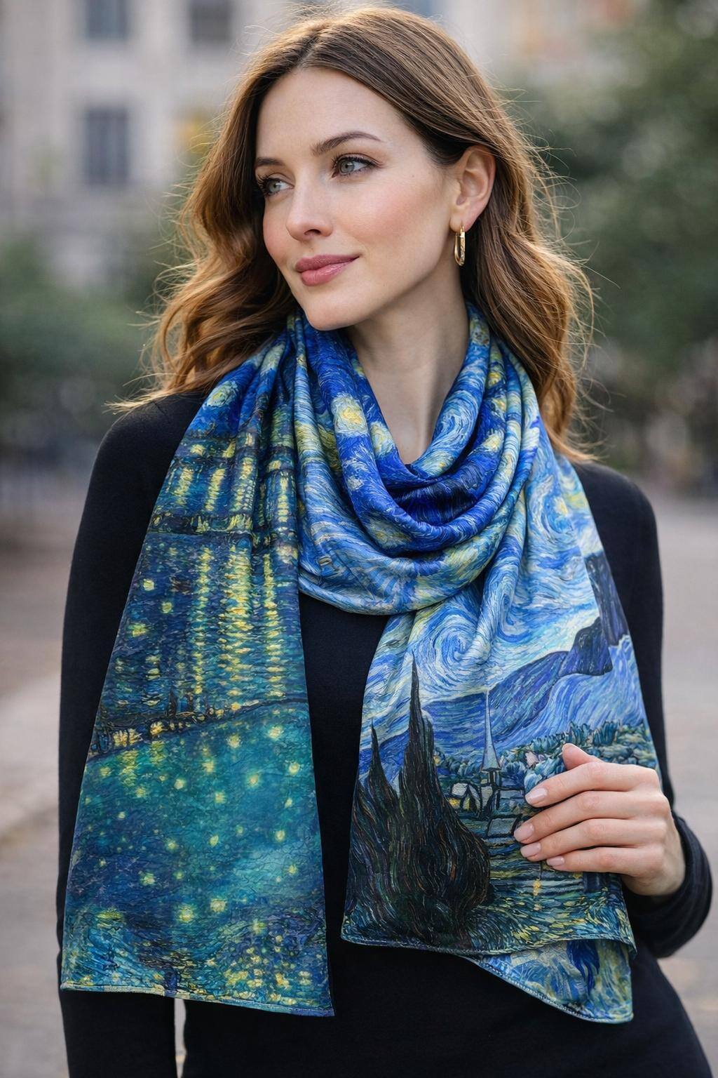 Mayorista Best Angel-Fashion Kingdom - Pañuelo largo de doble cara, tacto seda – Van Gogh