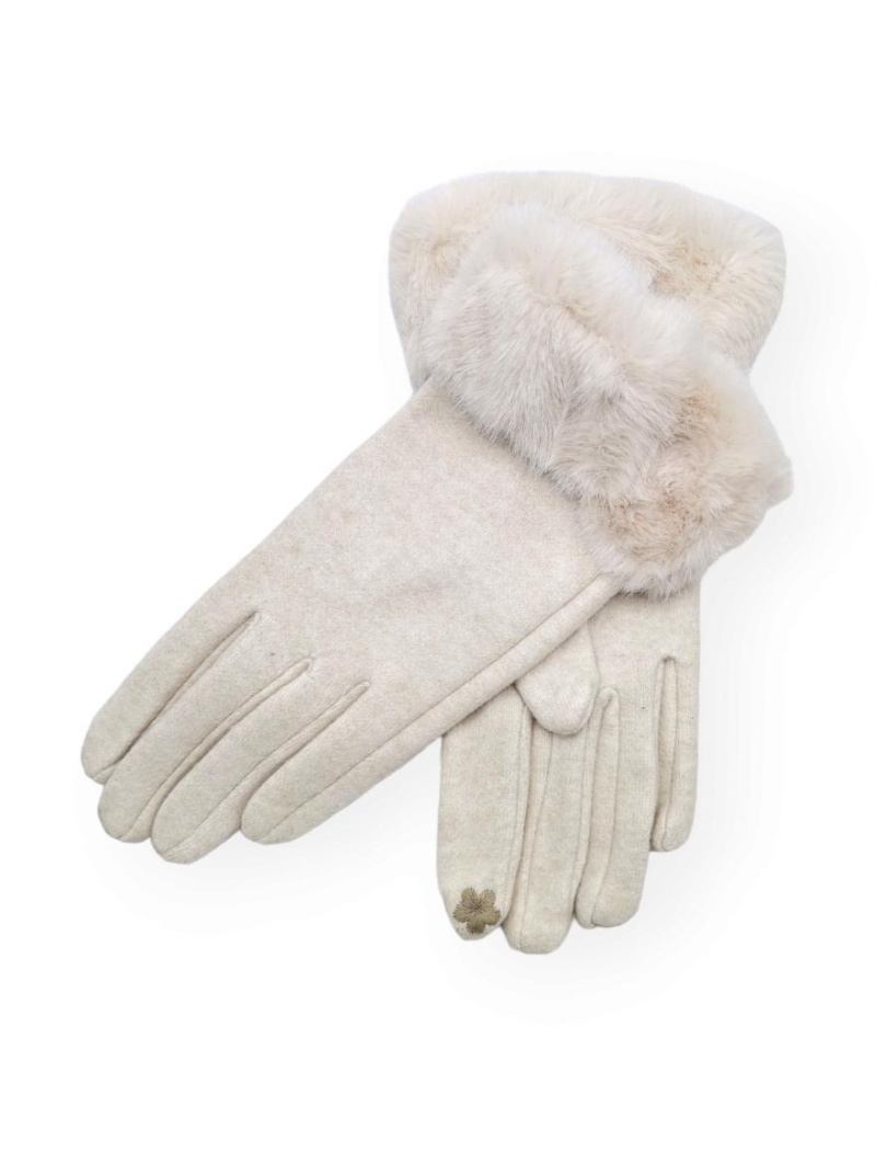 Wholesaler Best Angel-Fashion Kingdom - Women's solid color glove with faux fur cuff