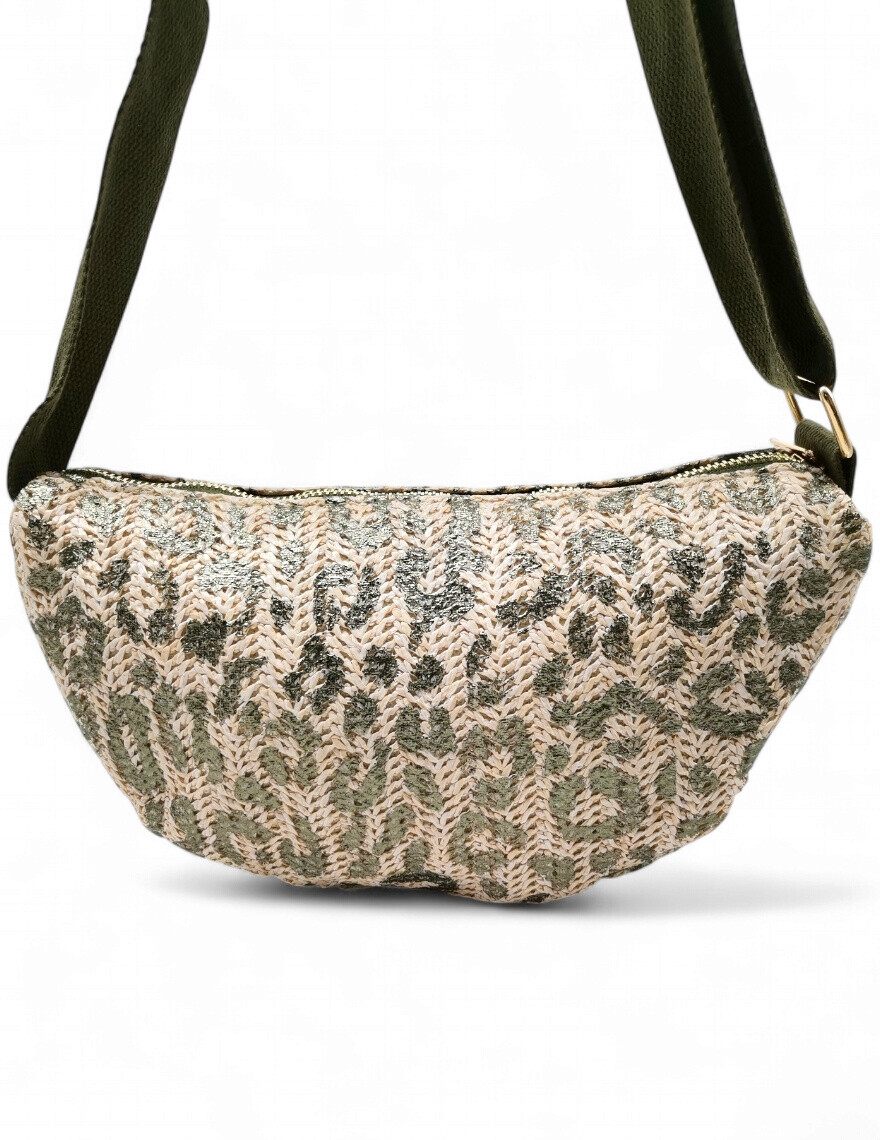Wholesaler Best Angel-Fashion Kingdom - Leopard print straw effect fanny pack