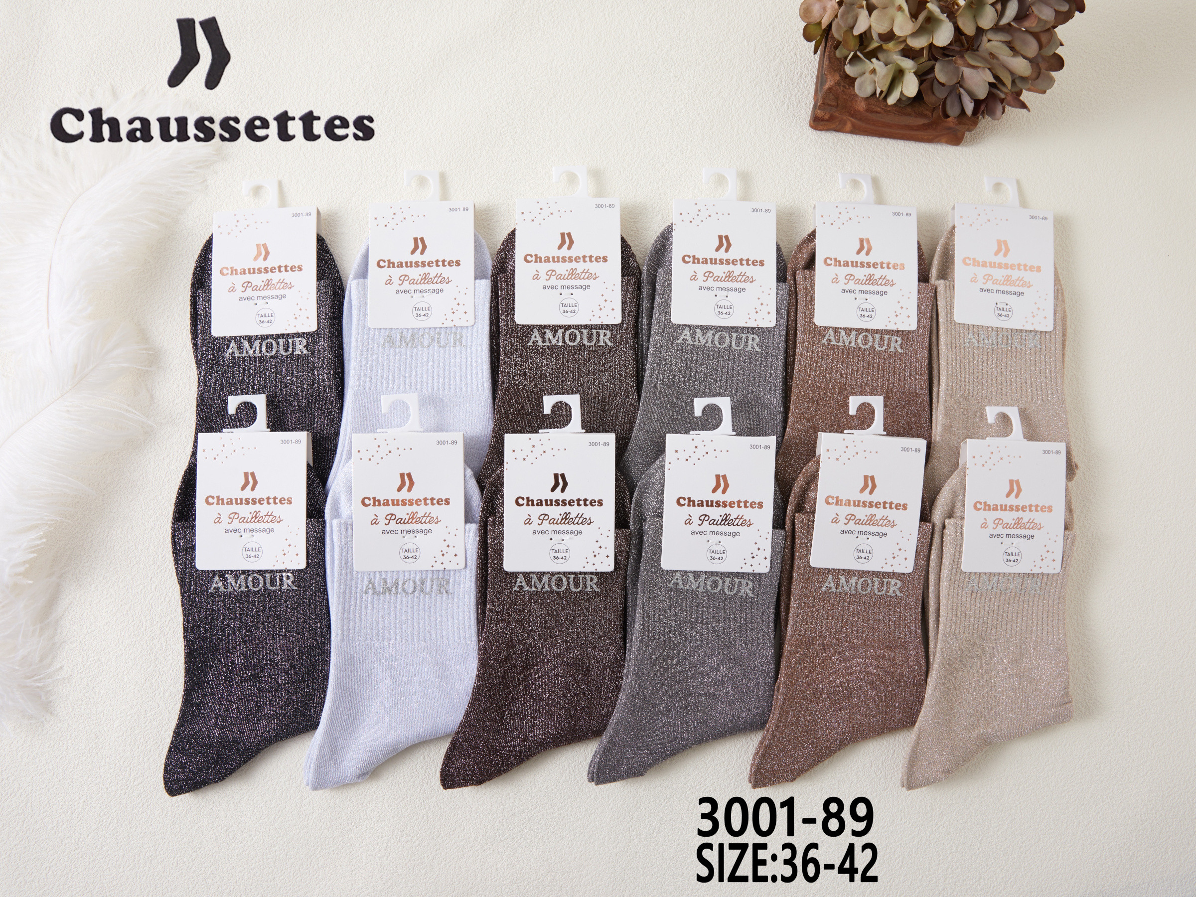 Wholesaler Best Fashion - glittery sock AMOUR