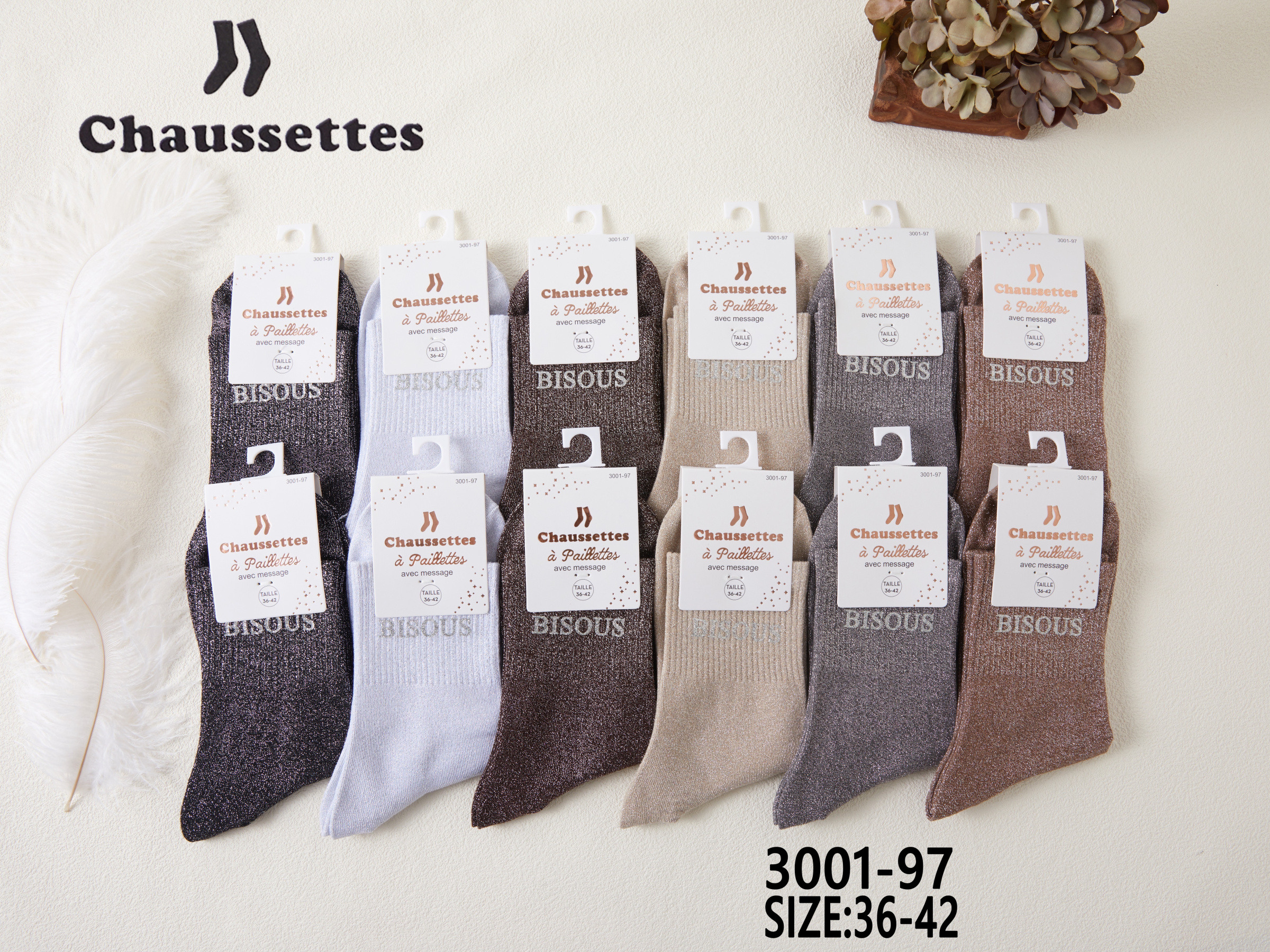 Wholesaler Best Fashion - glittery sock BISOUS