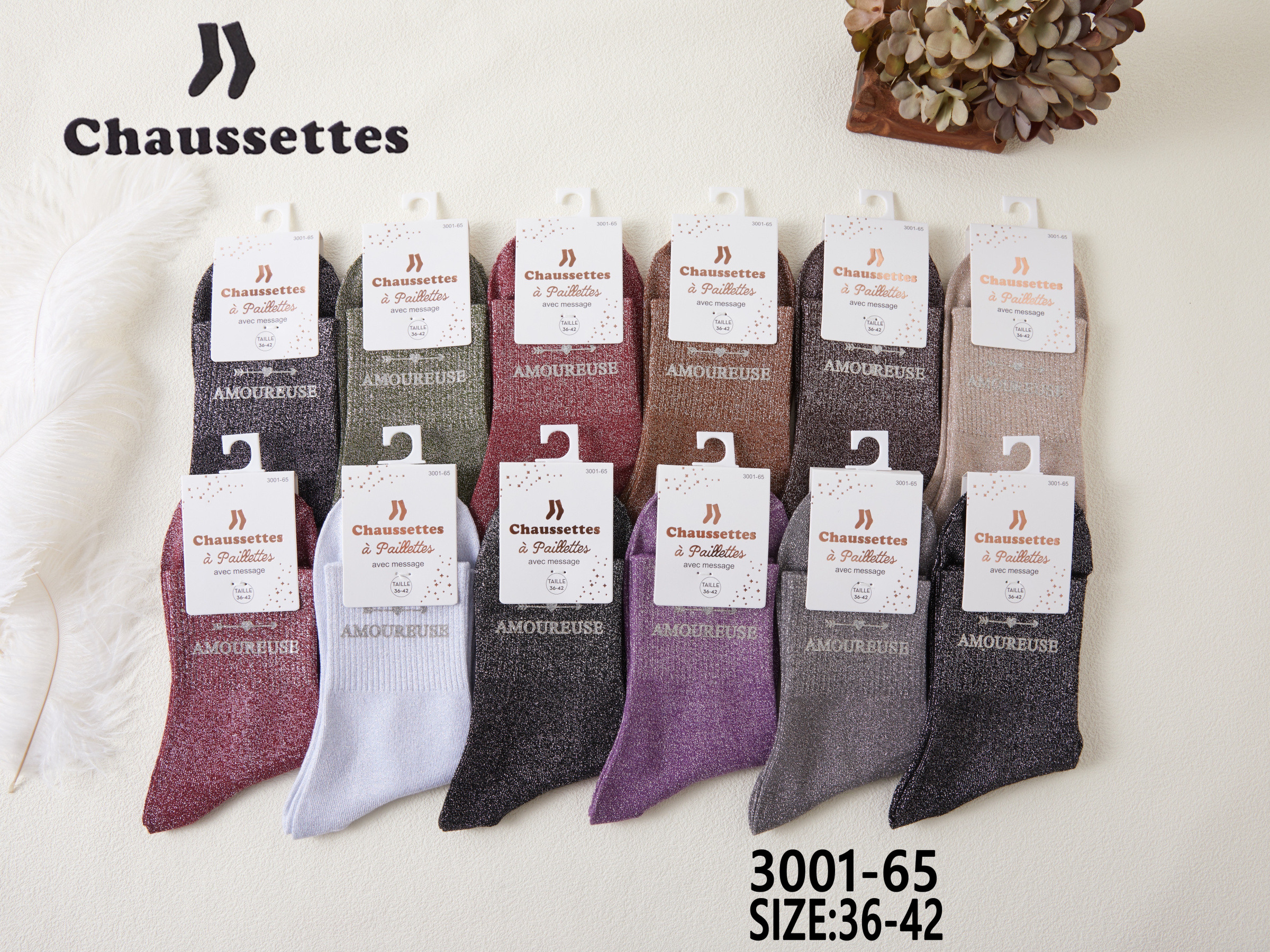 Wholesaler Best Fashion - glittery sock LOVE