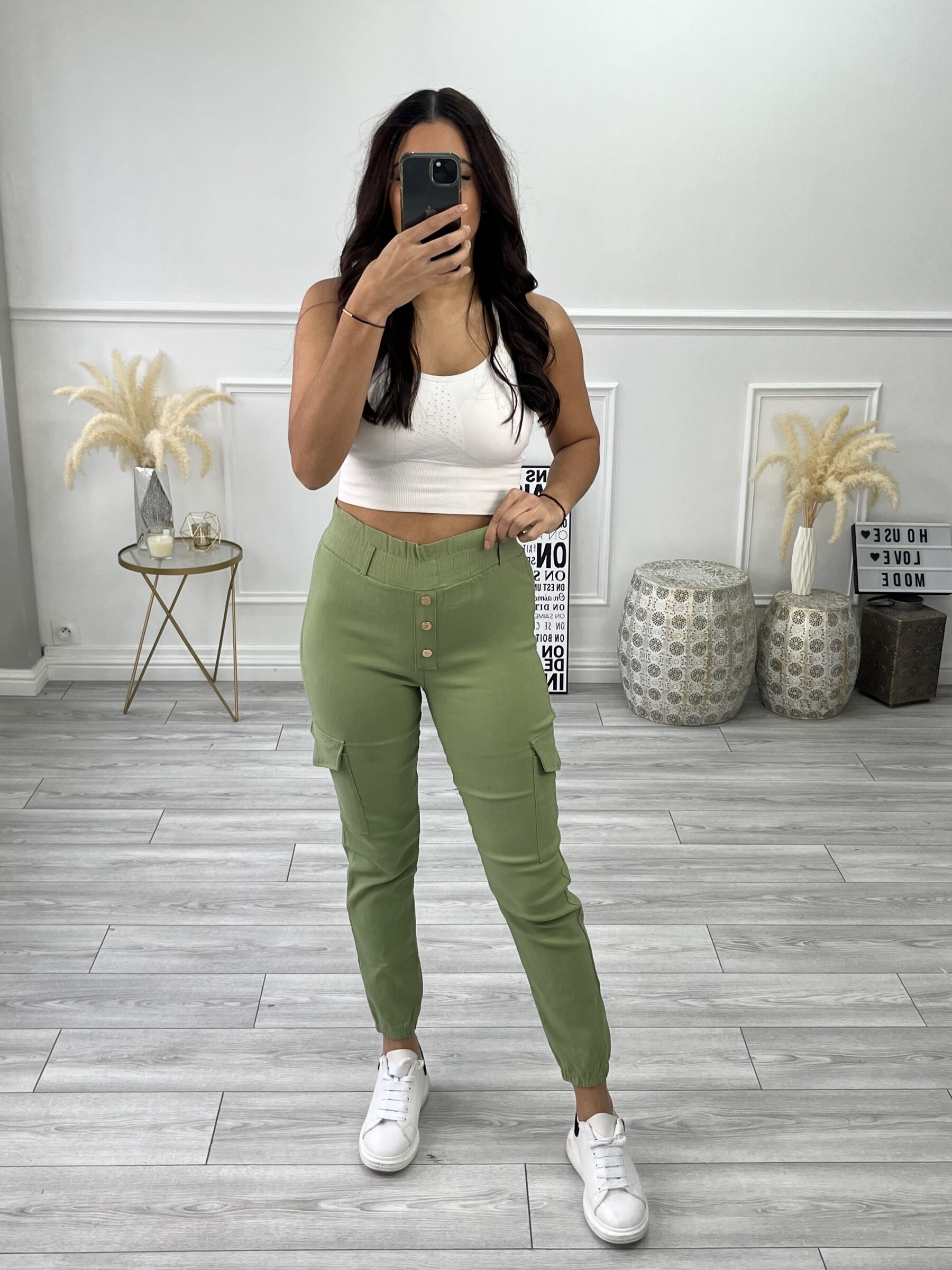 Wholesaler Best Fashion - High -waisted cargo pants with three buttons