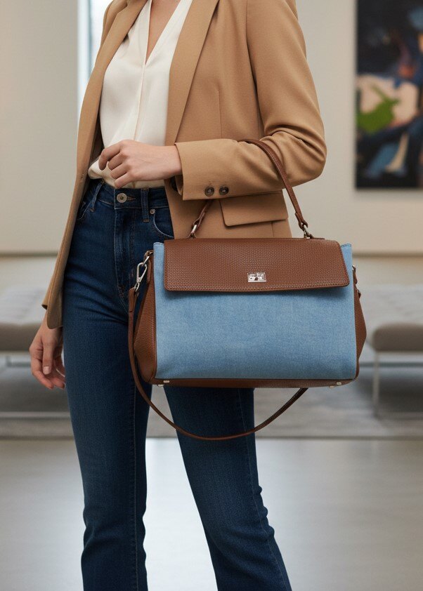 Mayorista MIMOSA BY BESTINI - Bolso bandolera desmontable con solapa, cierre, materiales combinados