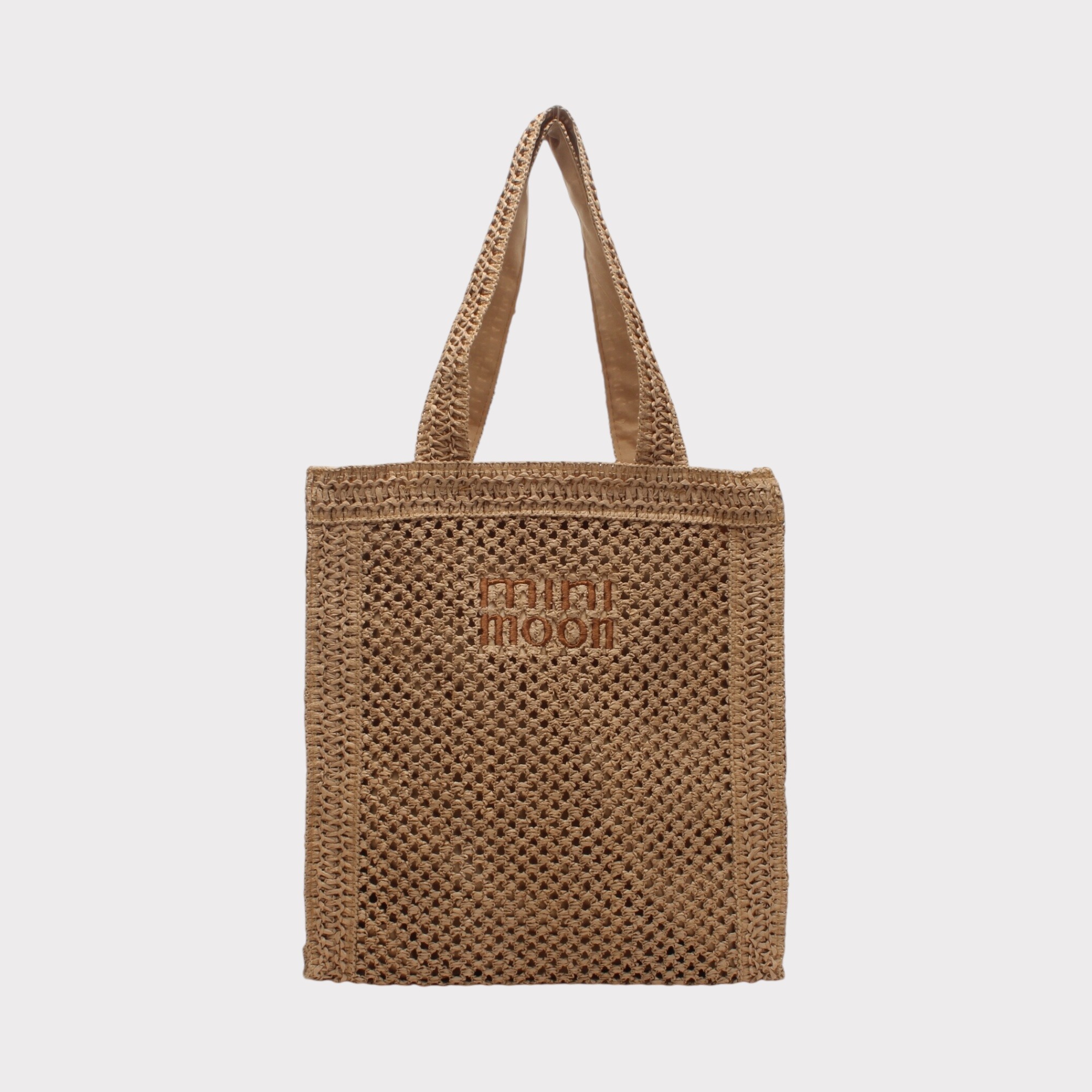 Großhändler MIMOSA BY BESTINI - Schultertasche, rechteckig, Mini-Mond, Flechteffekt, Stroh