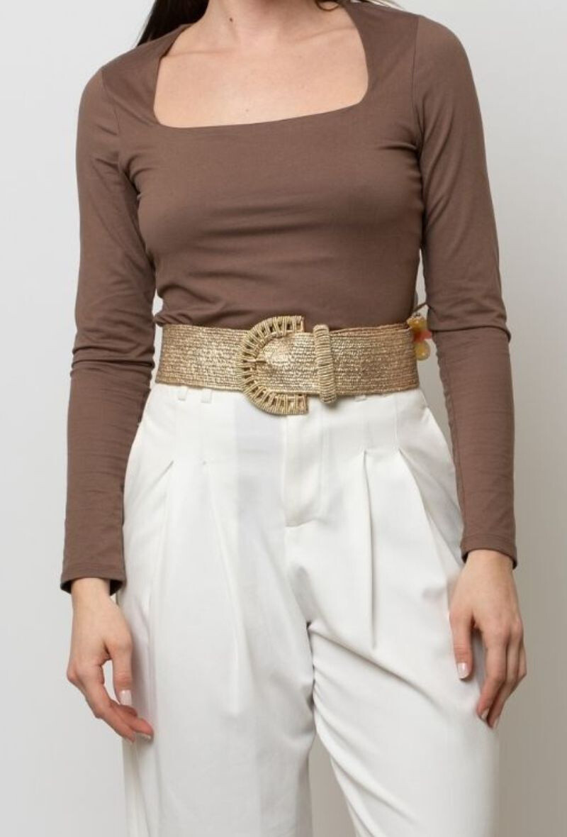 Grossiste BESTINI - Ceinture effet tressé, boucle demi-cercle