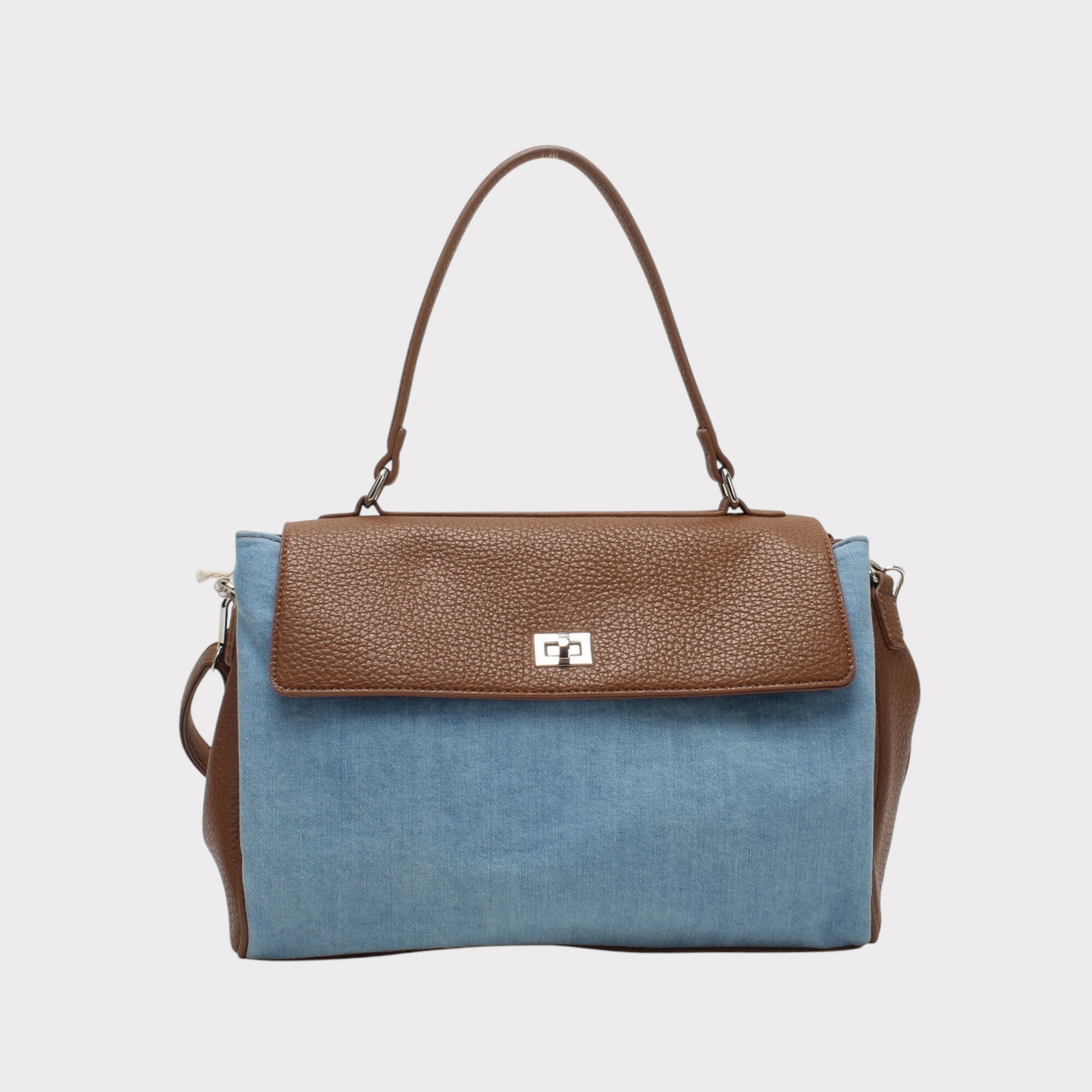 Mayorista BESTINI - Bolso de hombro extraíble con colgajo, cierre, bi-materia