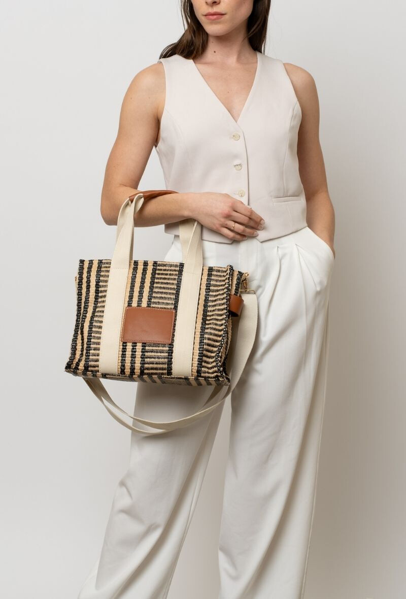Wholesaler BESTINI - Classic tote bag with shoulder strap, grid effect