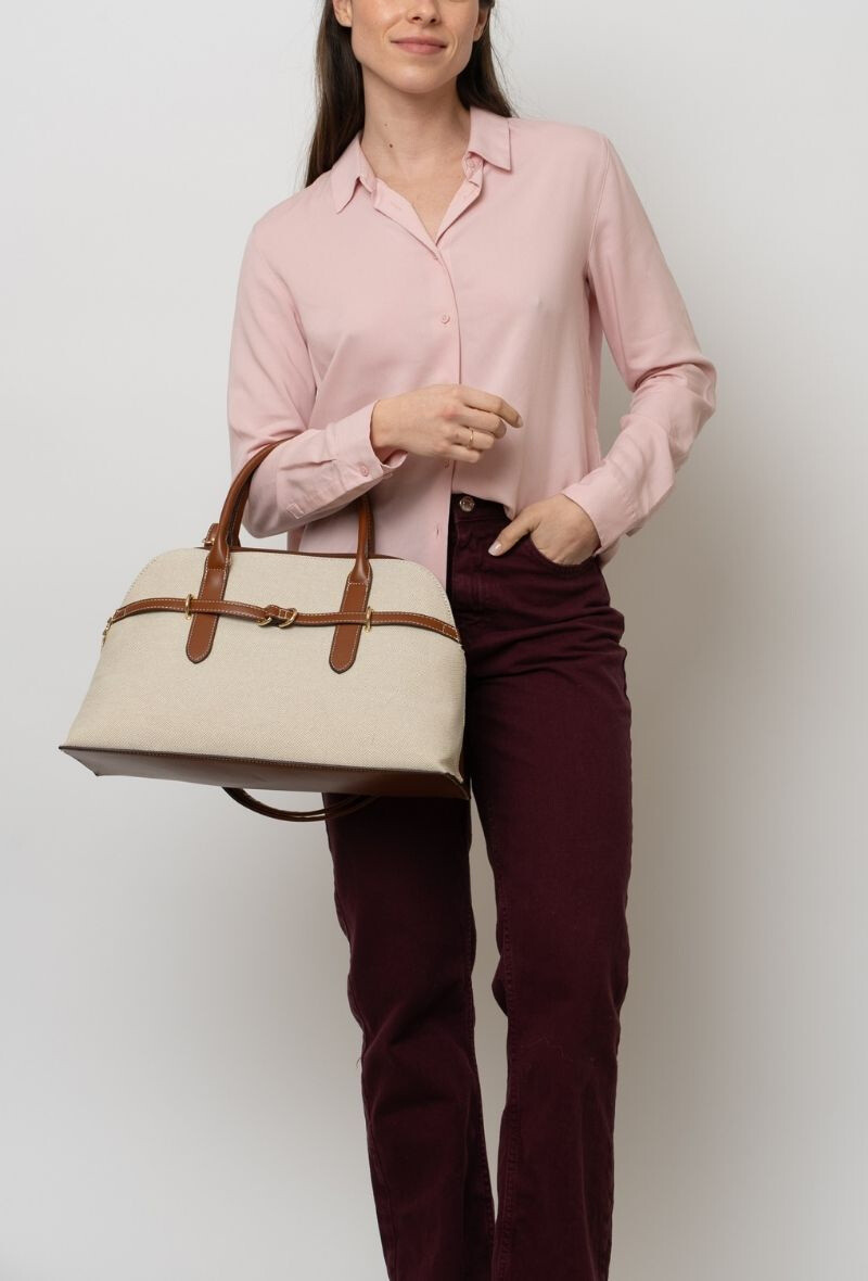 Wholesaler BESTINI - Shoulder bag with decorative strap, handle, and golden tightening buckle