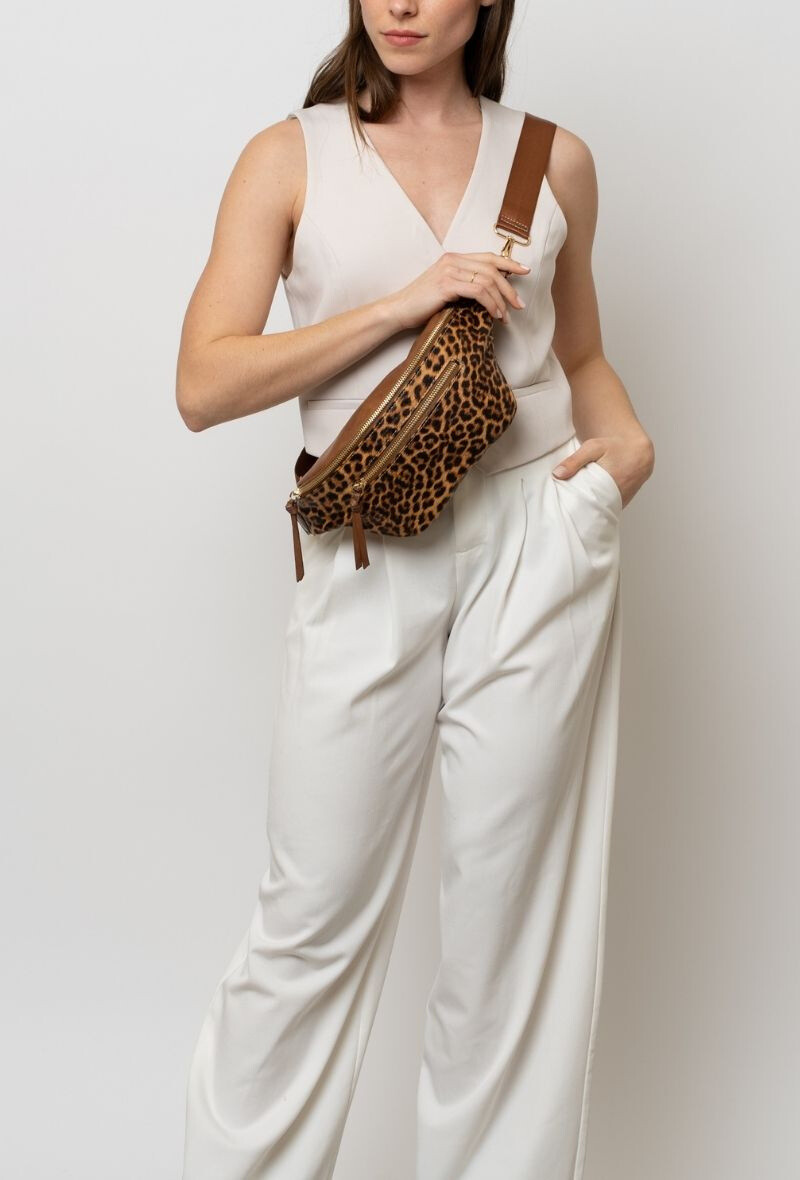 Großhändler BESTINI PARIS - Leopard Banane mit Reißverschluss vorne Tasche