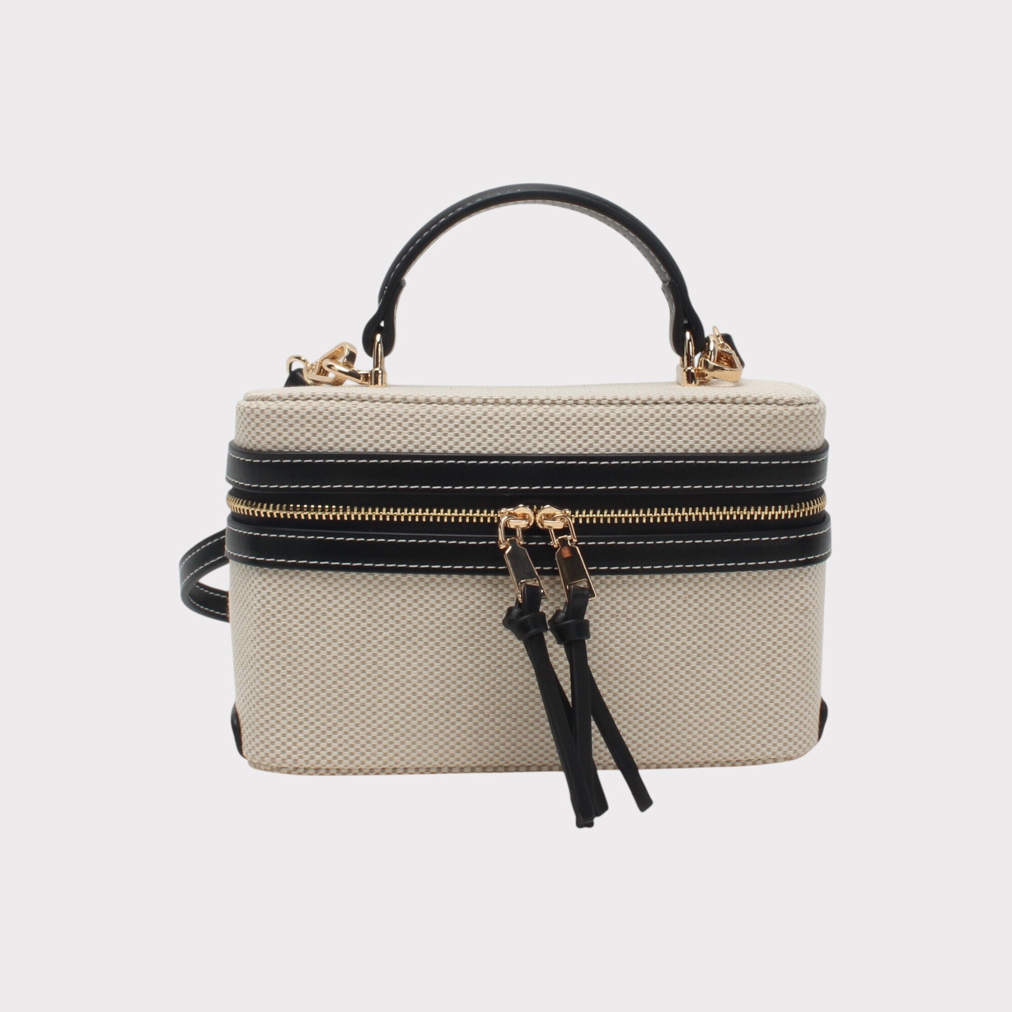 Wholesaler BESTINI - Box bag with shoulder strap, handle, bi-material, with double closure