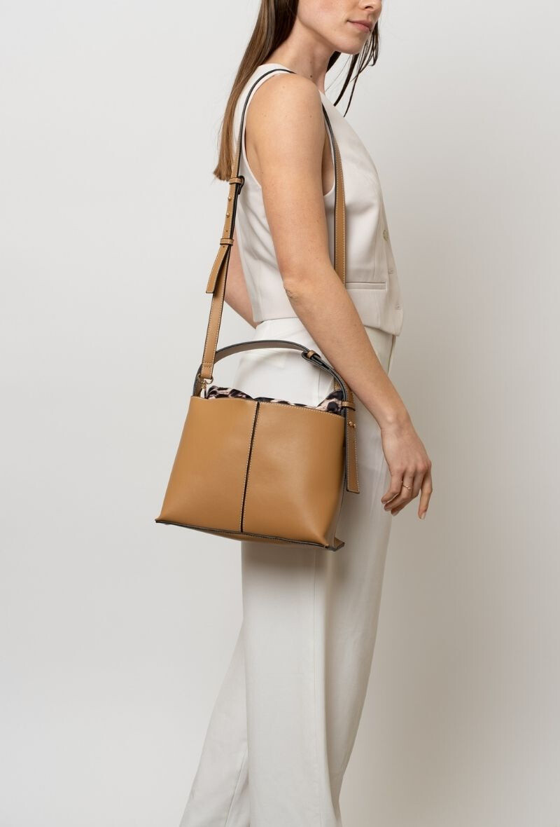Grossiste BESTINI PARIS - Sac sceau bandoulière, poche léopard, fermoir aimanté et zippé