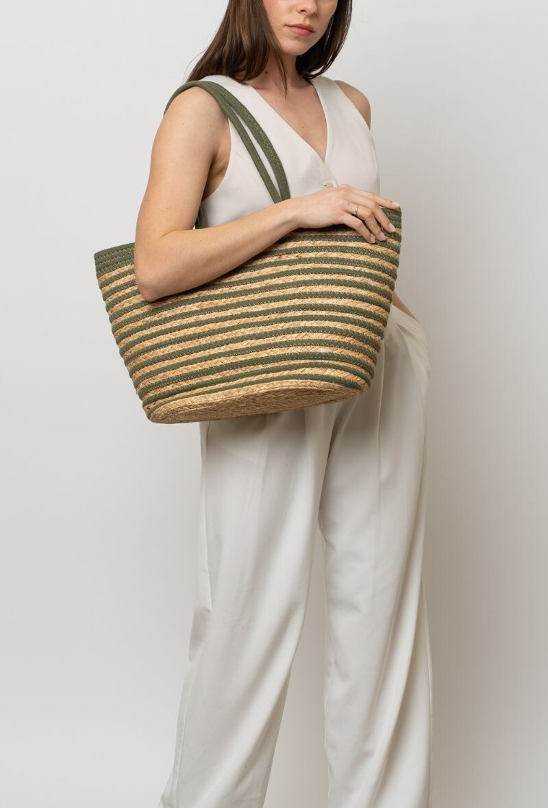 Mayorista BESTINI - Bolsa de bolsa, cesta, efecto trenzado, paja, con mango, color alterno