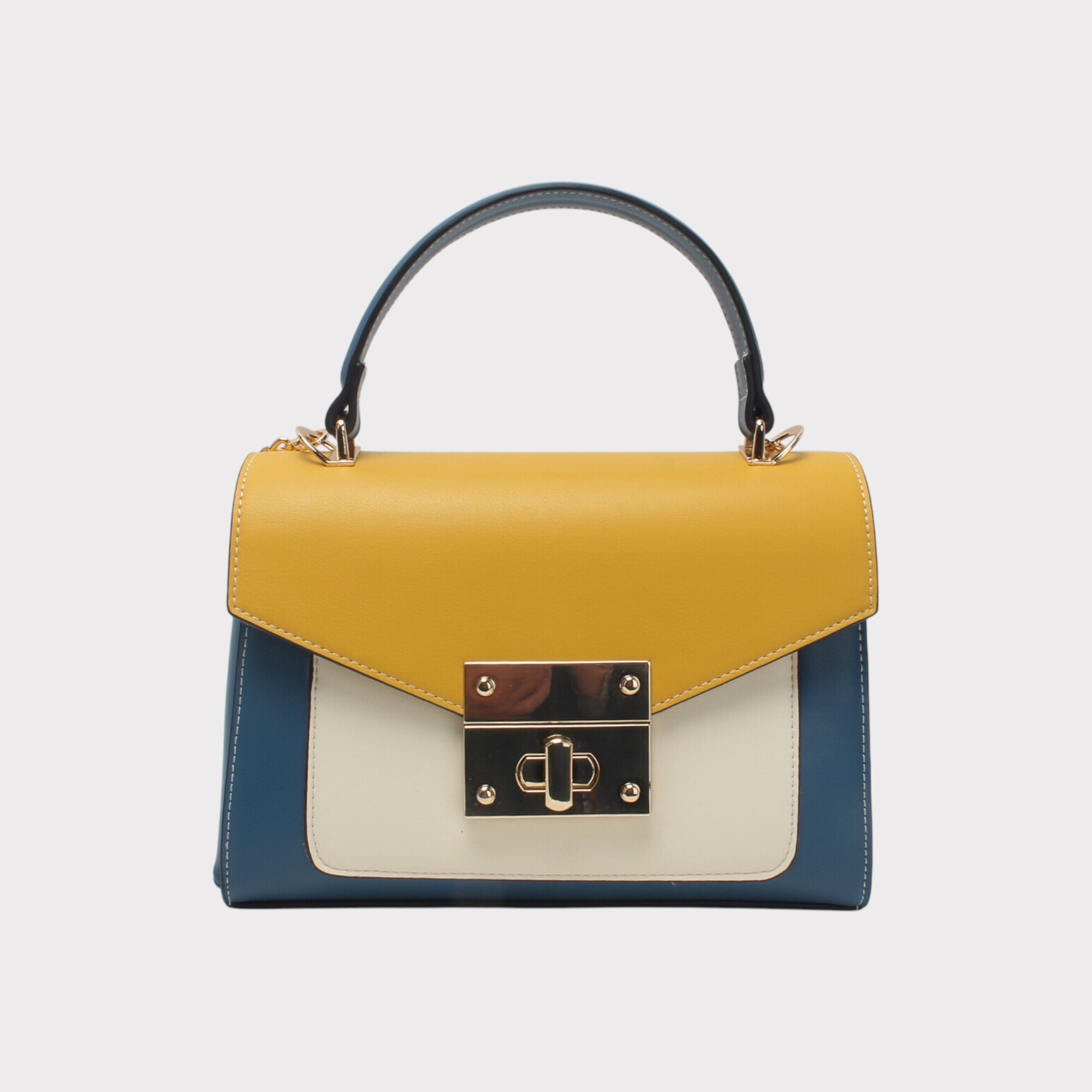 Wholesaler BESTINI - Shoulder bag with removable strap, handle, gold clasp, and flap