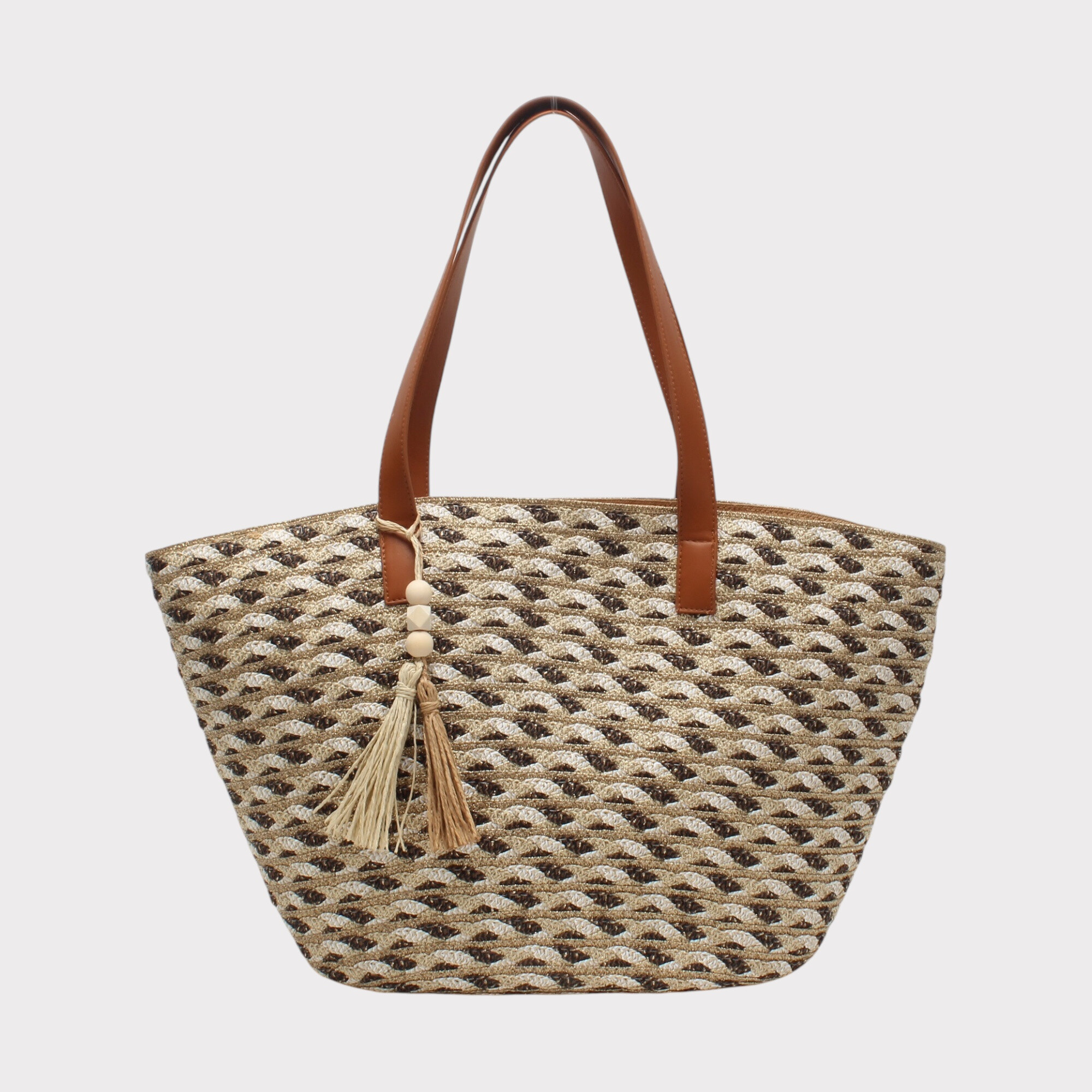 Wholesaler BESTINI - Braided effects bag and dune with decorative pompom