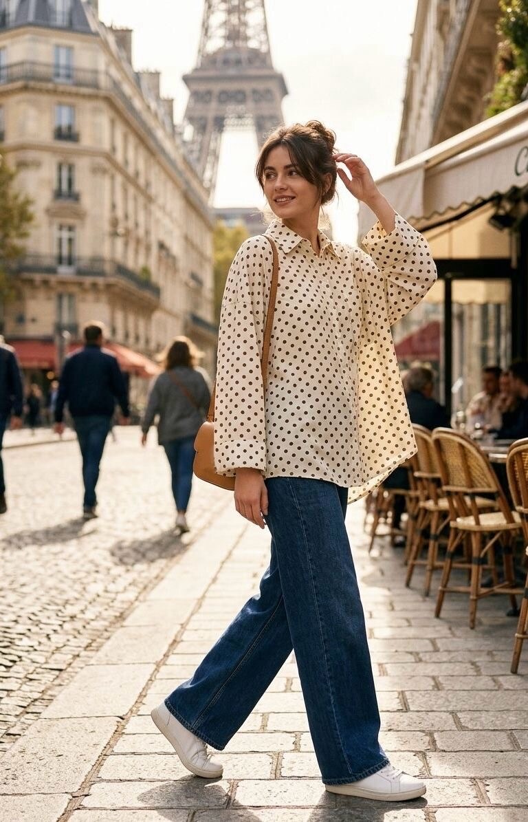 Grossiste Big Liuli - Chemise À Petits Pois Oversize