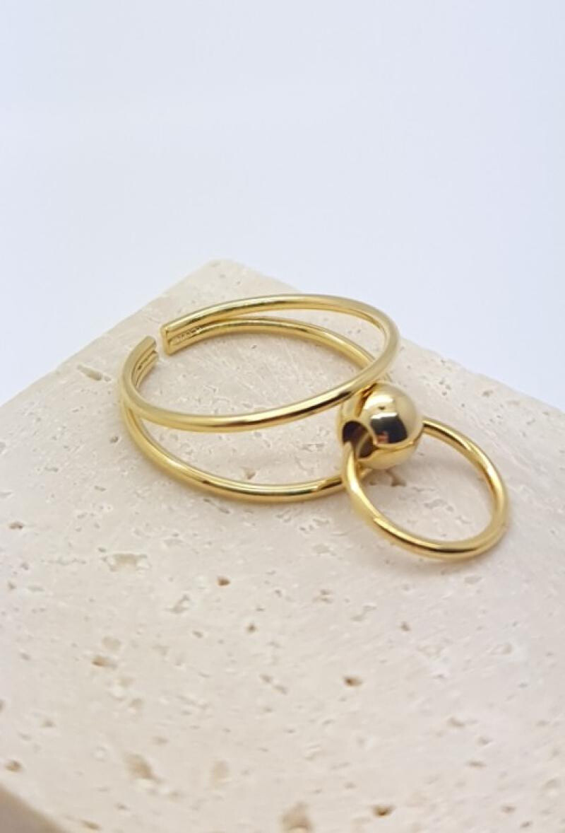 Wholesaler Bijoussimo - Ball steel adjustable ring with ring
