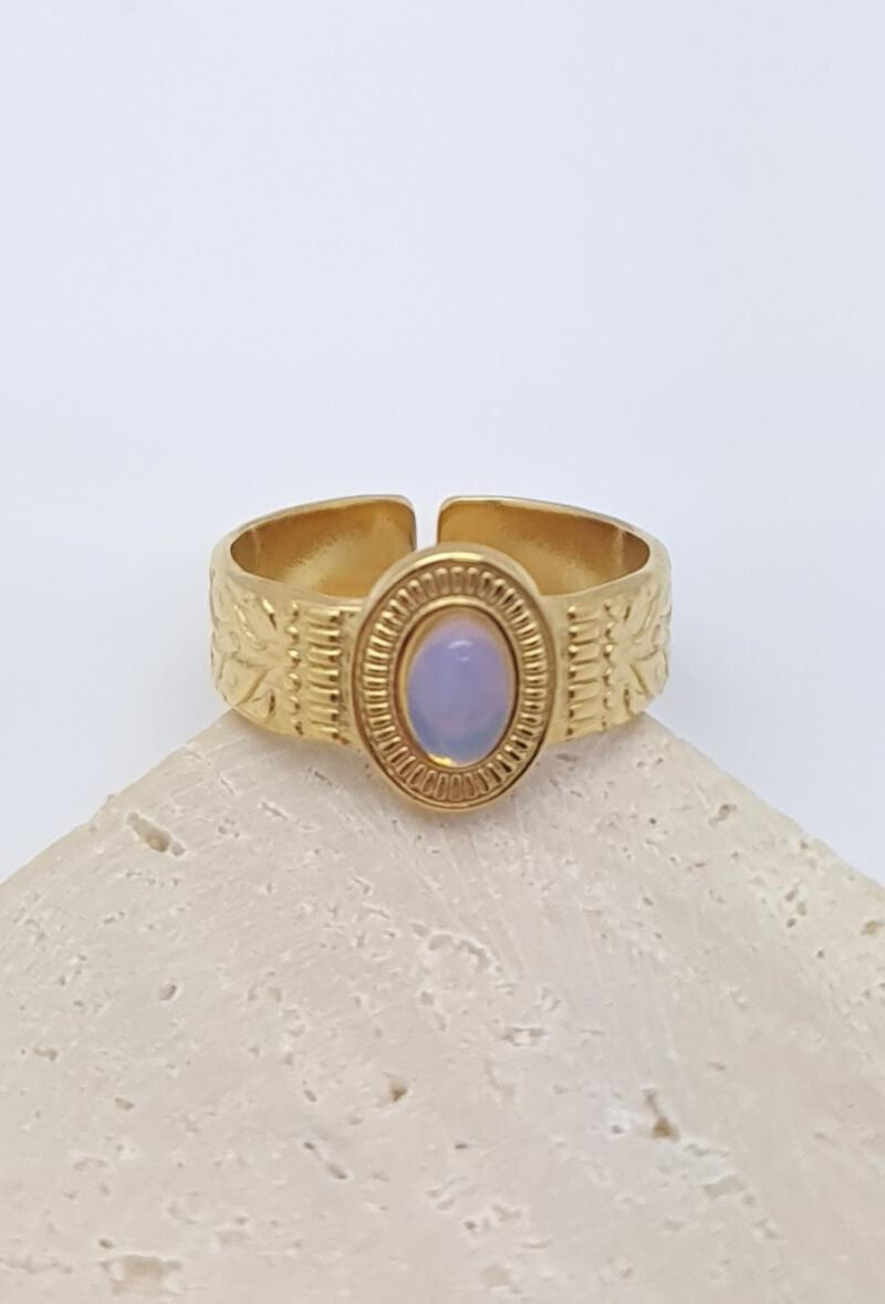 Wholesaler Bijoussimo - Pink oval steel adjustable ring