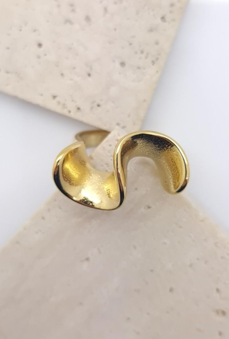 Wholesaler Bijoussimo - Adjustable double wave steel ring