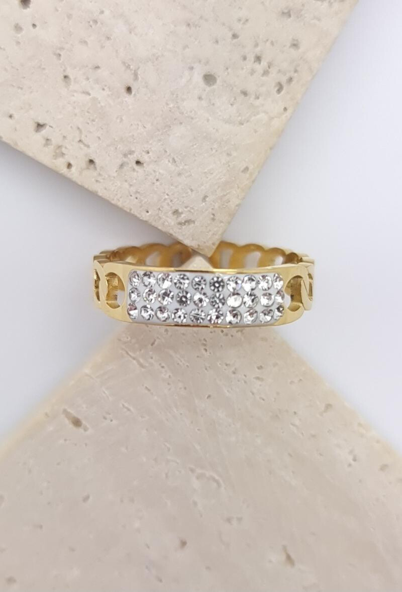 Wholesaler Bijoussimo - Adjustable steel ring links and rhinestones