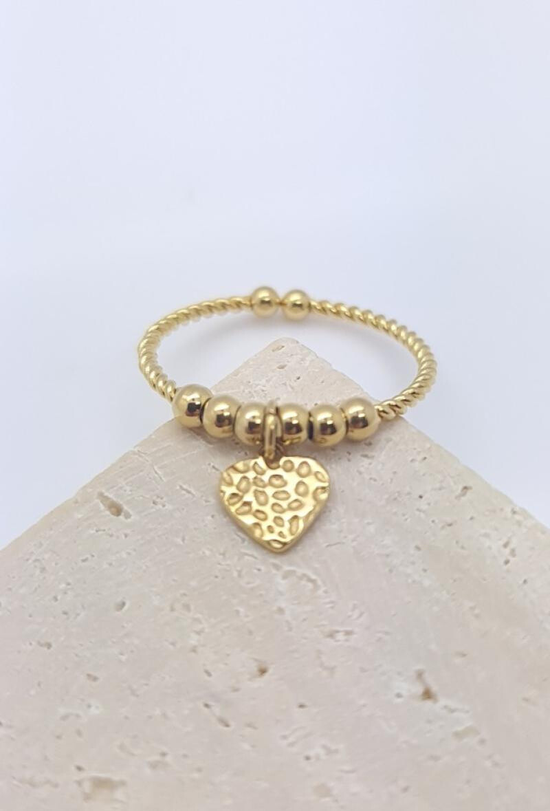 Wholesaler Bijoussimo - Adjustable Steel Ring Heart pendant