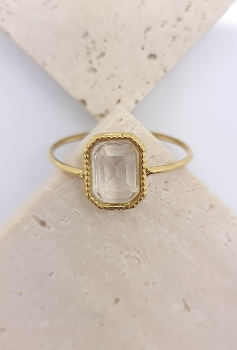 Wholesaler Bijoussimo - Transparent rectangle adjustable rectangle ring