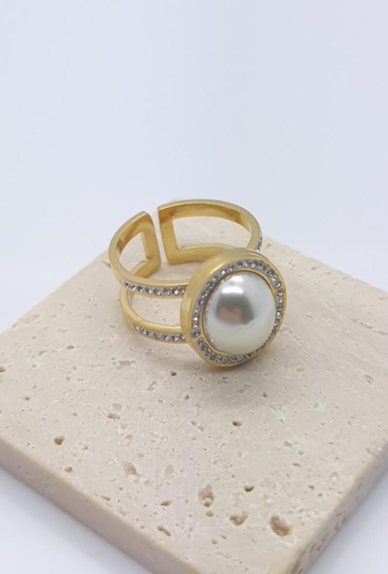 Wholesaler Bijoussimo - White oval steel adjustable ring