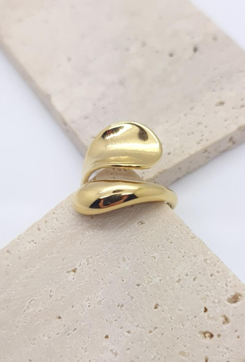 Wholesaler Bijoussimo - Wave steel adjustable ring and drop