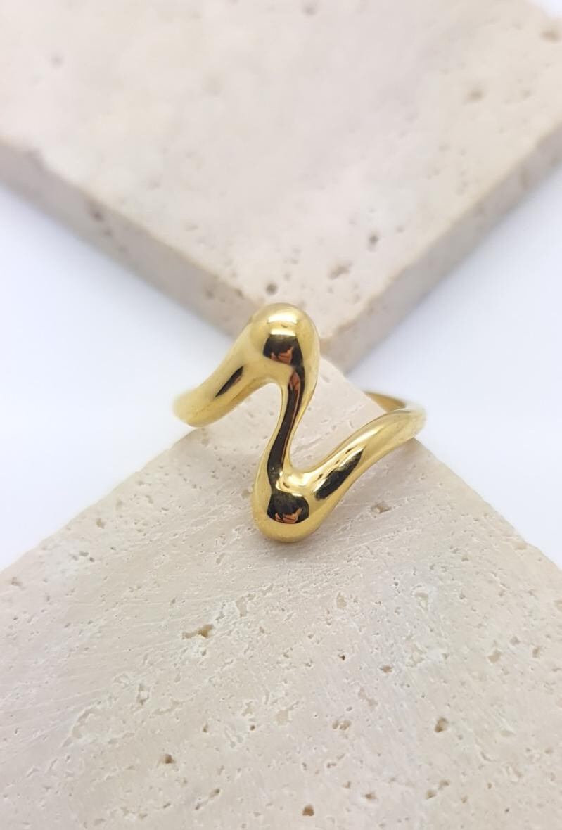 Wholesaler Bijoussimo - Adjustable wave steel ring