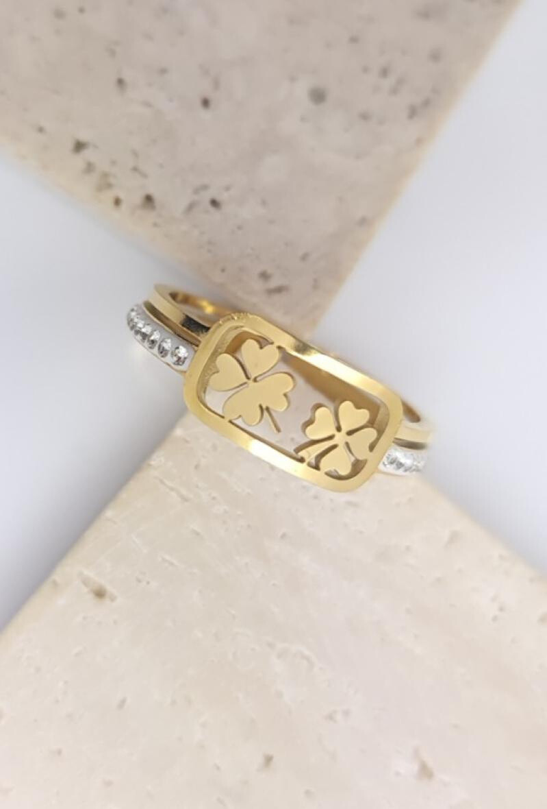 Wholesaler Bijoussimo - Adjustable double clover steel ring