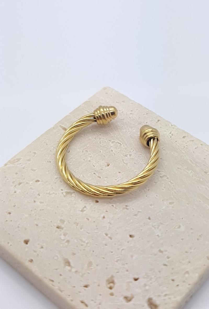 Wholesaler Bijoussimo - Twisted steel adjustable ring