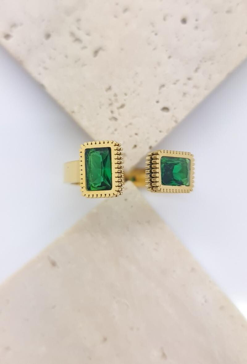 Wholesaler Bijoussimo - Adjustable double rectangle steel ring