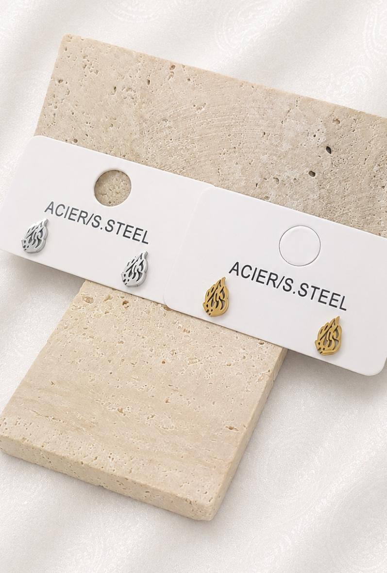 Wholesaler Bijoussimo - Women's steel earrings, flame