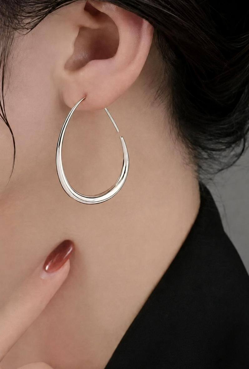Mayorista Bijoussimo - Pendientes de acero dorado para mujer, óvalo abierto (T3, 40x28mm)