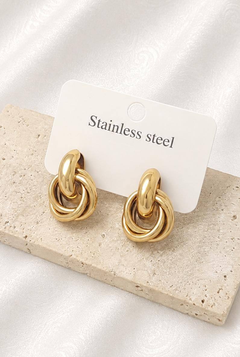 Mayorista Bijoussimo - Pendientes de acero para mujer, aros dorados (M06)