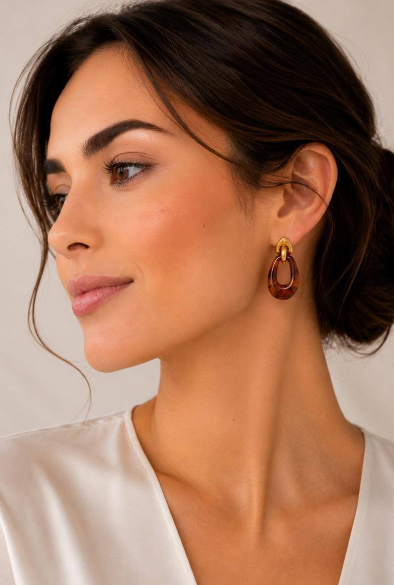 Mayorista Bijoussimo - Pendientes de acero dorado para mujer con resina de colores