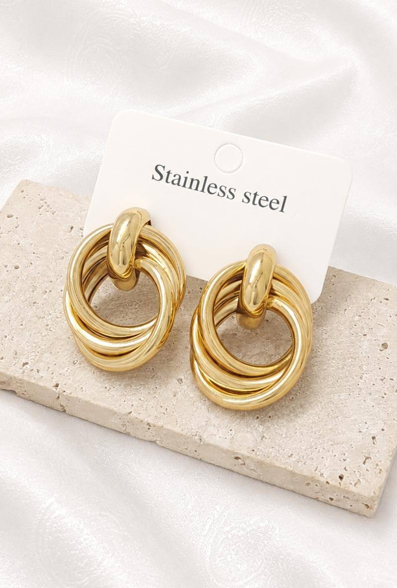 Mayorista Bijoussimo - Pendientes de acero para mujer, aros dorados (M17)