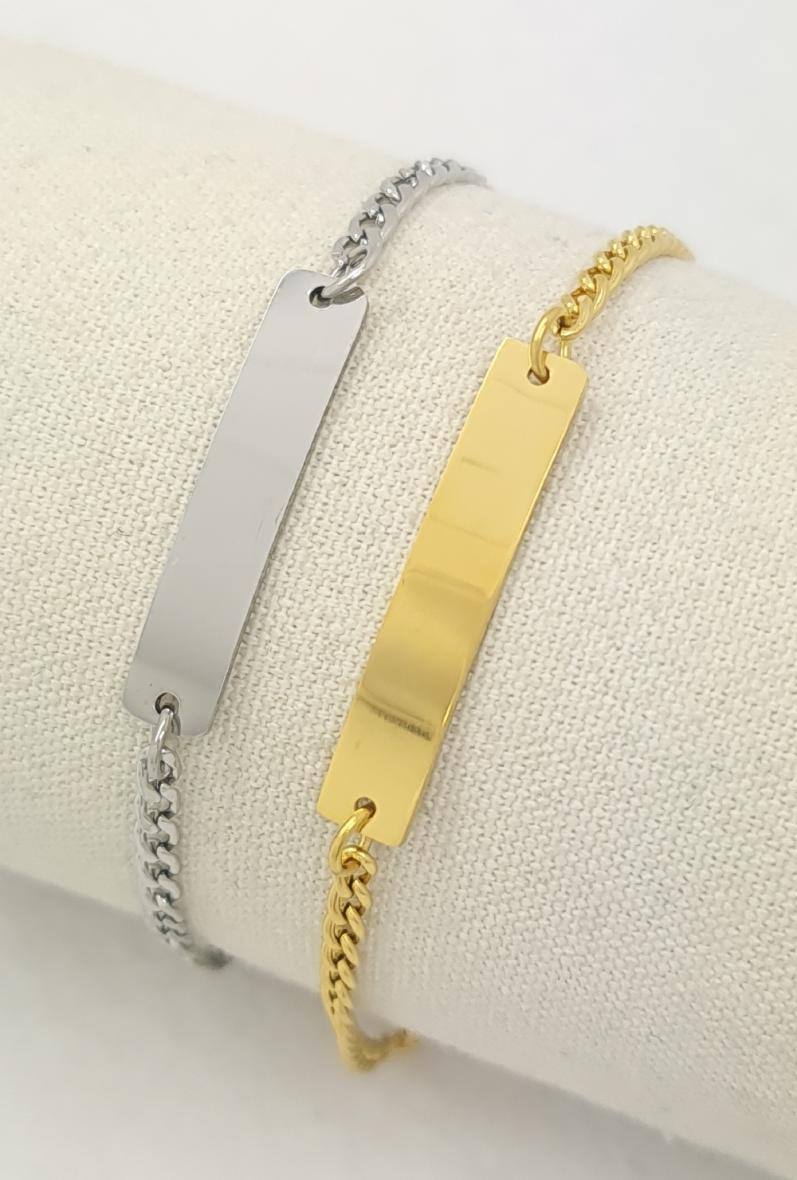 Wholesaler Bijoussimo - Children's steel bracelet (13+3cm) figaro chain 1:1 engravable plate