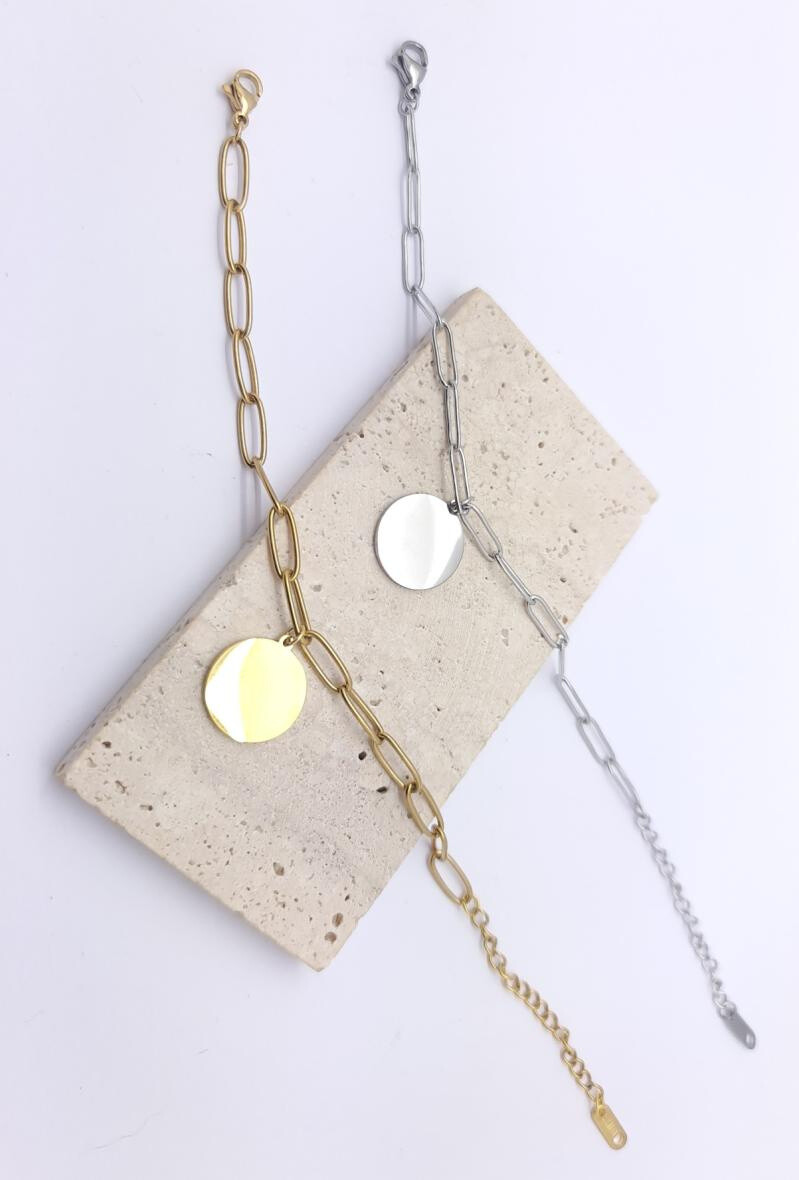 Wholesaler Bijoussimo - Steel bracelet to engrave disc chain big links
