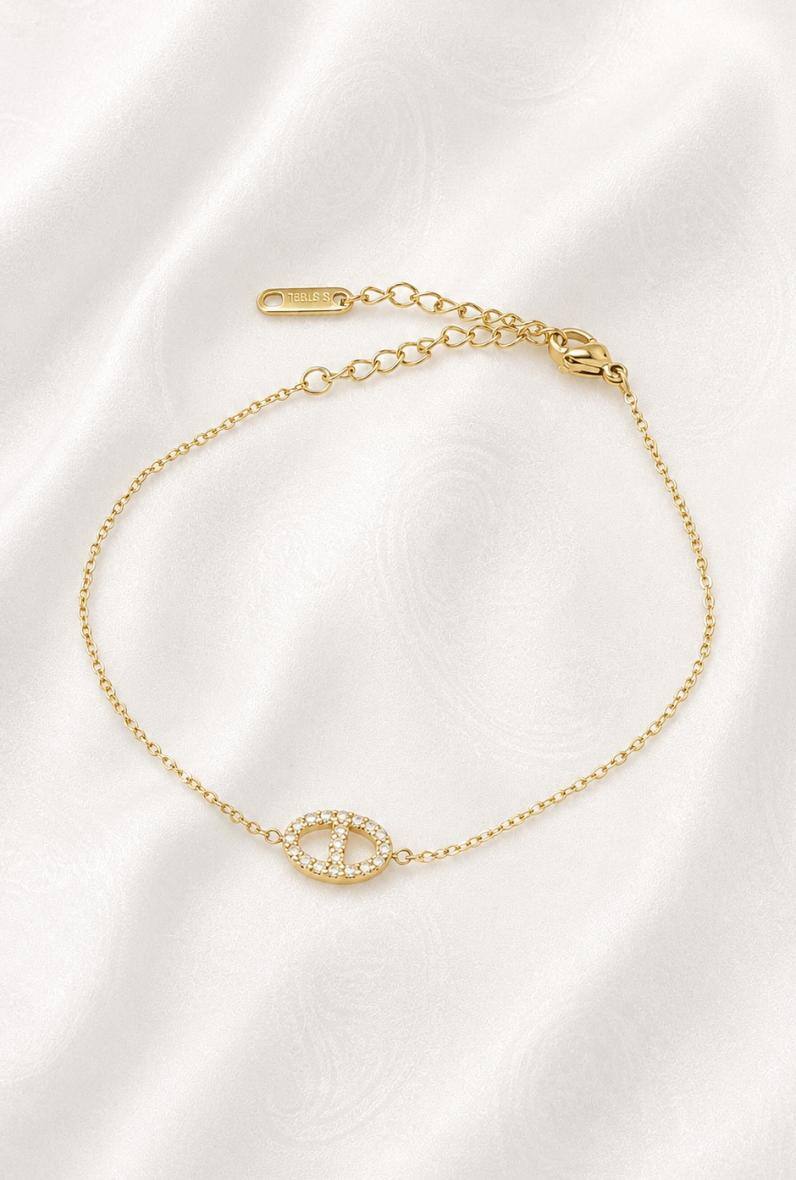 Mayorista Bijoussimo - Pulsera de acero dorado para mujer, eslabón marino