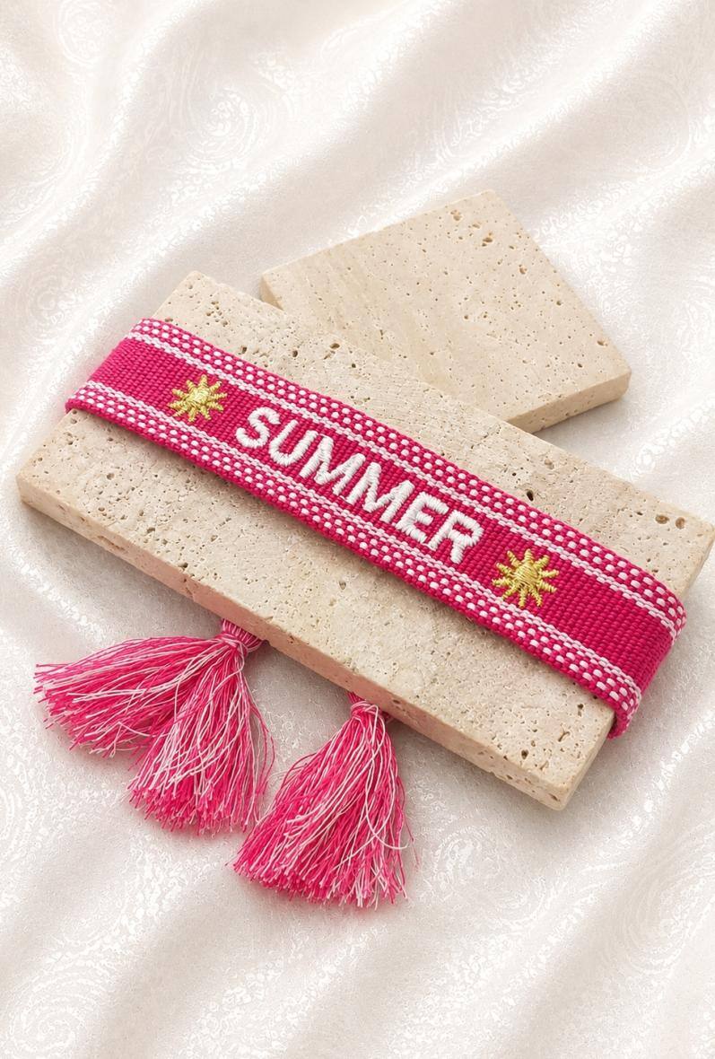 Grossiste Bijoussimo - Lot de 10 bracelets tissu colorés, motif "Summer"