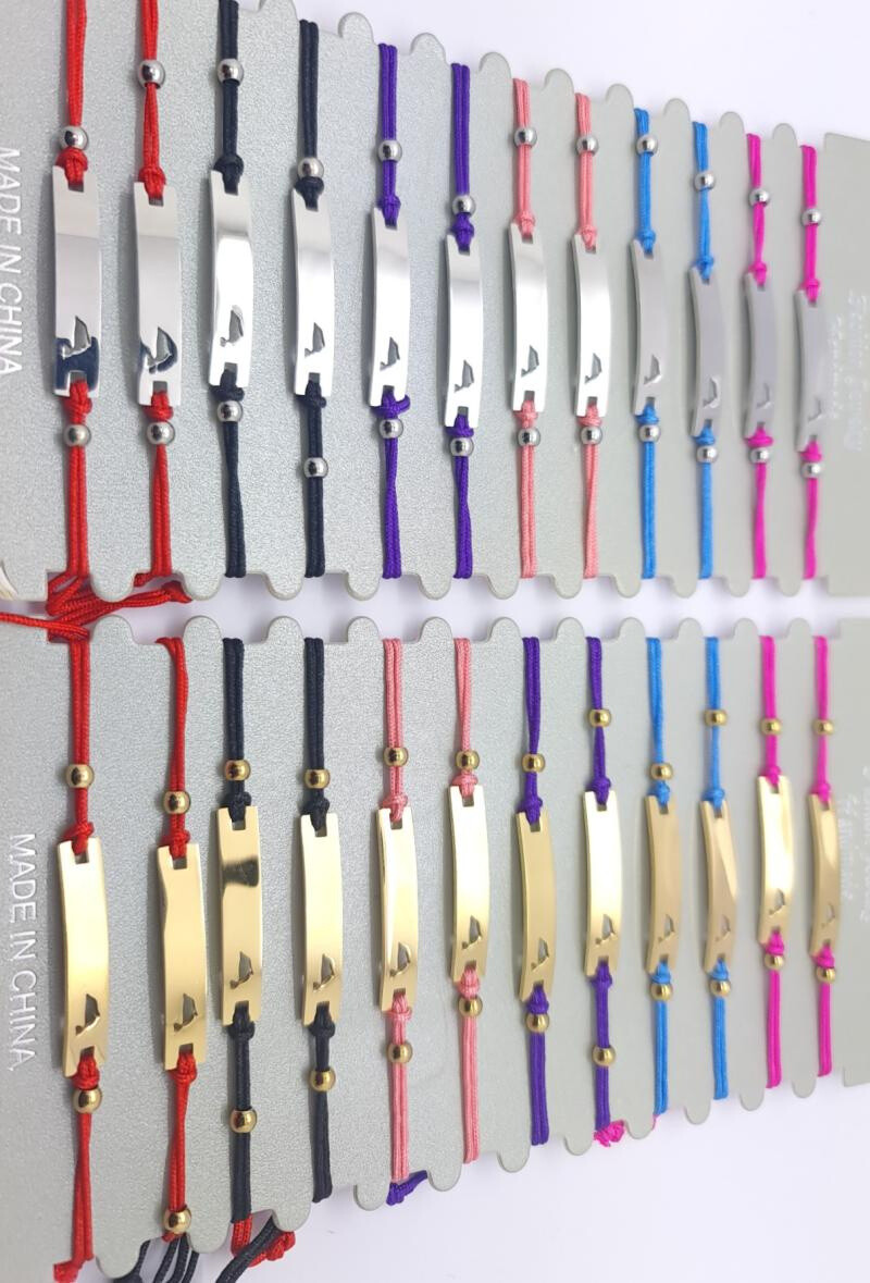Wholesaler Bijoussimo - Set of 12 bass bracelets with rectangle with dolphin, braided cords