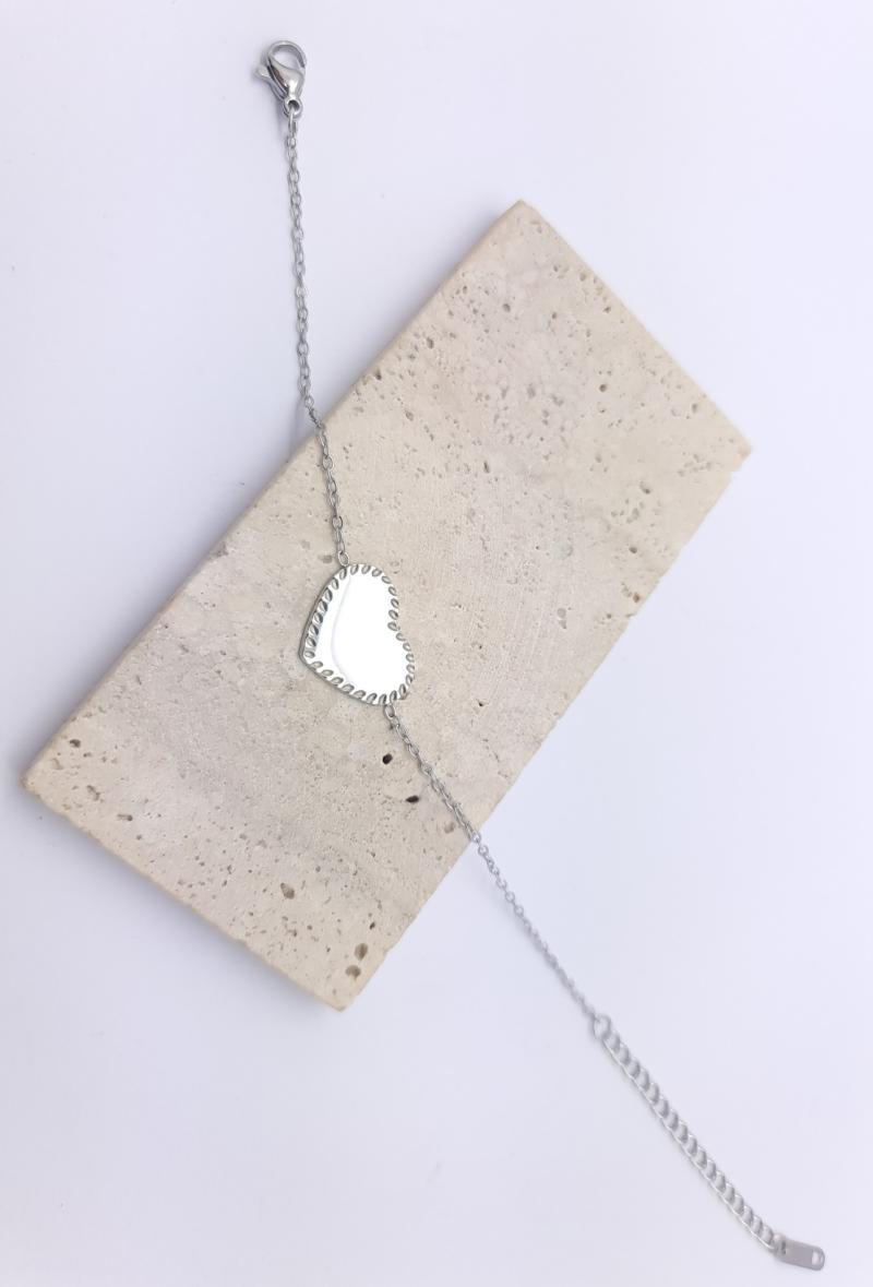 Wholesaler Bijoussimo - Steel bracelet to engrave heart chopped chain fine links