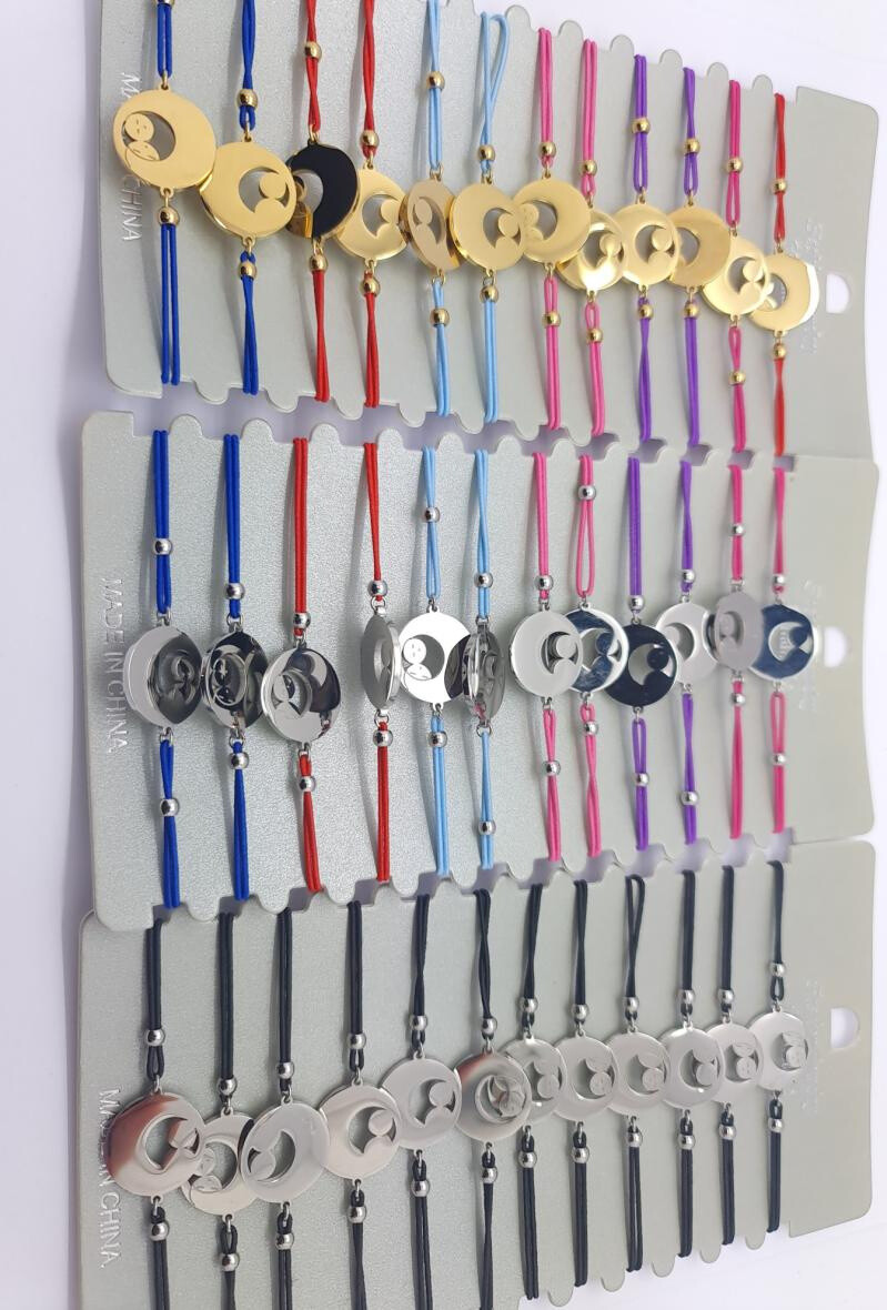 Wholesaler Bijoussimo - Set of 12 bracelets to engrave women mother-child circle, elastic cords