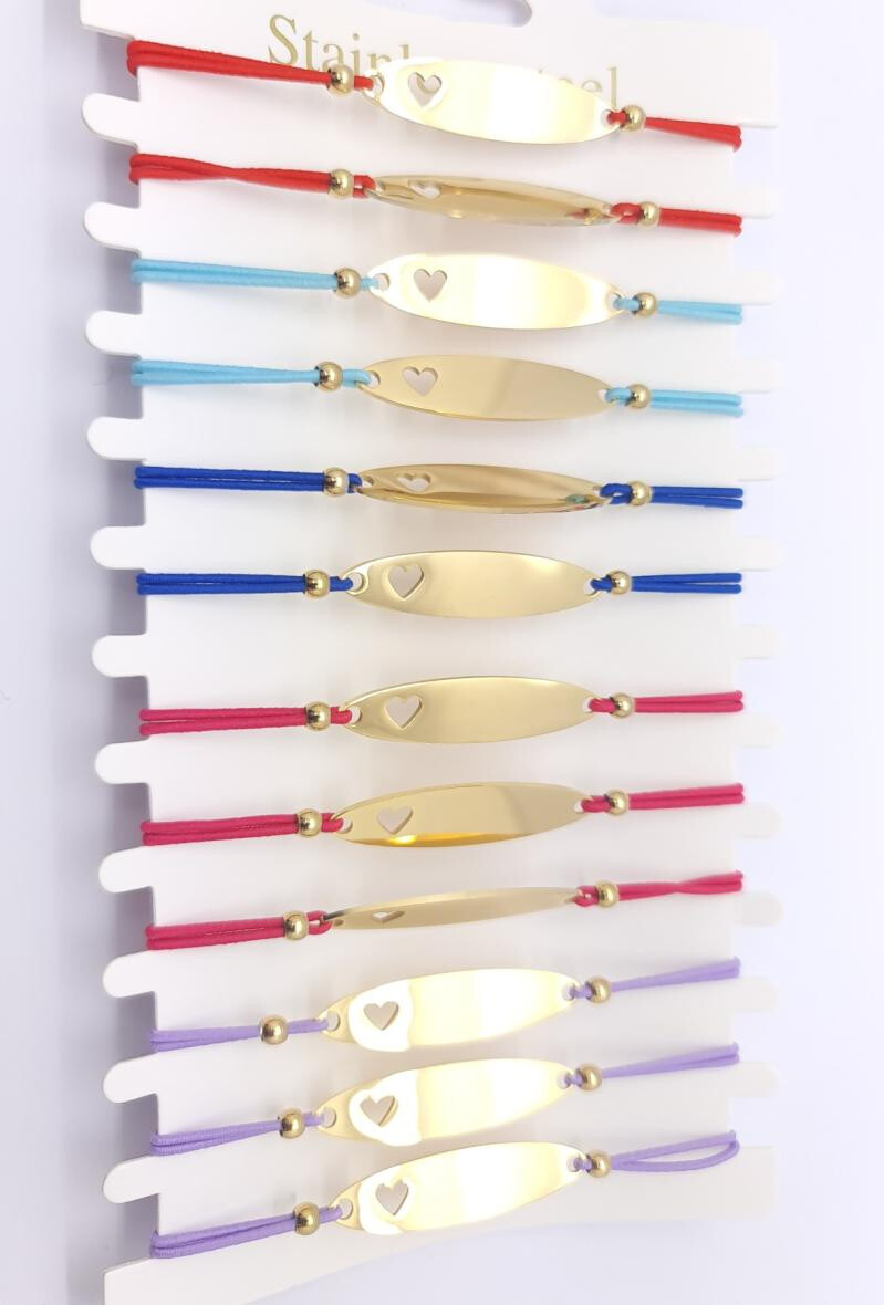 Wholesaler Bijoussimo - Set of 12 golden oval woman bikes with heart, elastic cords